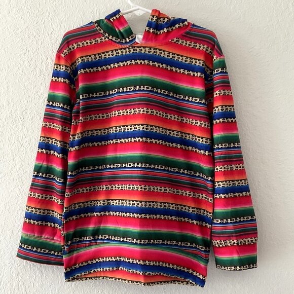 LEPOARD STRIPE PULL OVER HOODIE - Picture 1 of 11